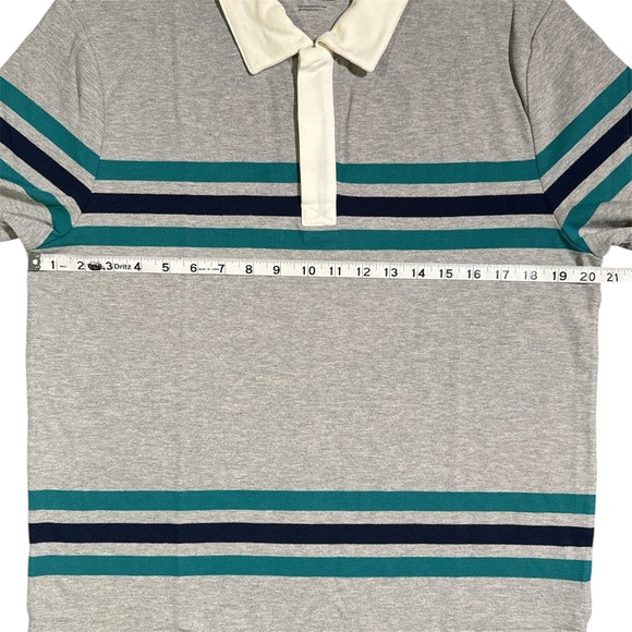 Threads 4 Thought Men's M Ashby Pique Polo Gray‎ Striped Sustainable Shirt | NEW - Picture 6 of 11